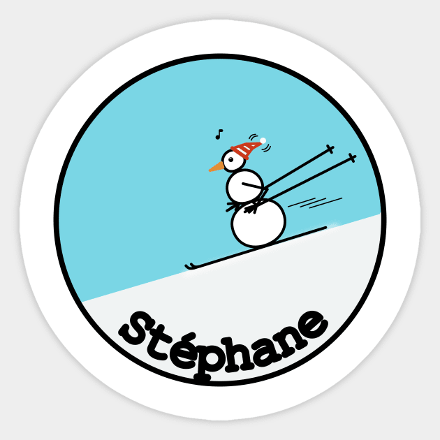 Custom Frosty the Snowman - Just Skiing Sticker by Musings Home Decor